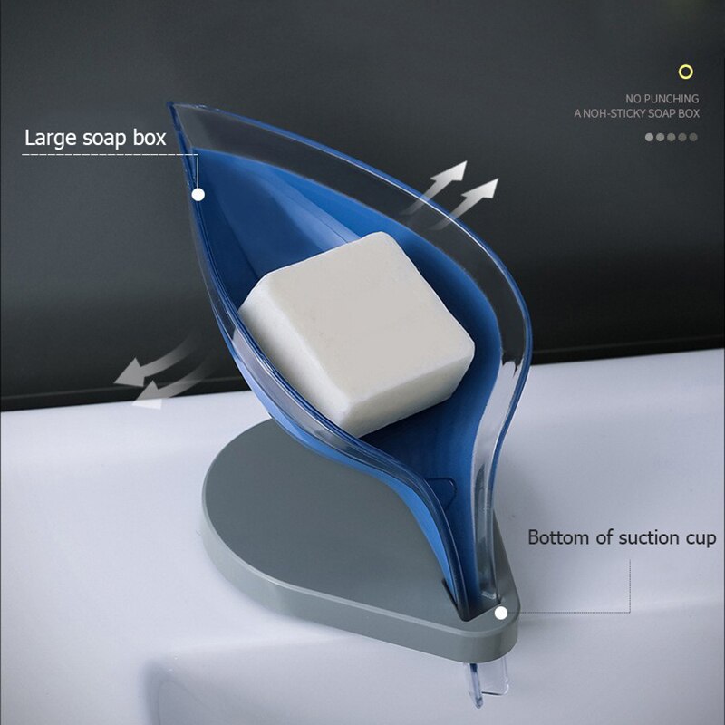 Style Leaf Shape Soap Box Sucker Soap Holder Dish Shelf Storage Plate Tray Case Rack Bathroom Supplies