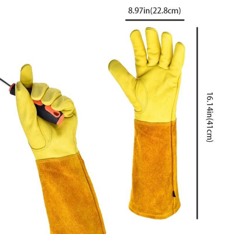 Guantes de poda de rosas para hombres y mujeres, guantes largos de jardinería a prueba de espino, Guante de cuero transpirable, el mejor de jardín