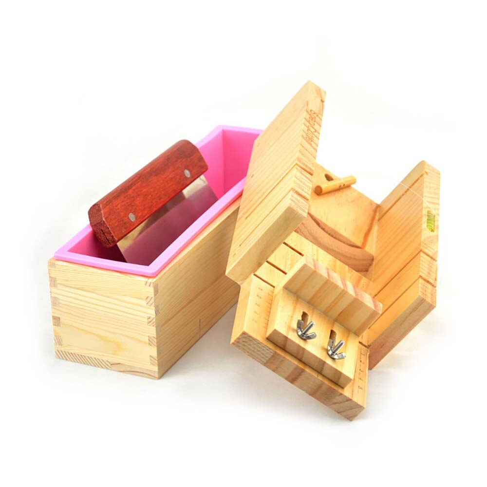 DIY Manual Soap Making Tool Set Adjustable Wooden Soap Cutter Box Stainless Steel Wax Soap Slicer Wavy Knifes Soap Making Kit