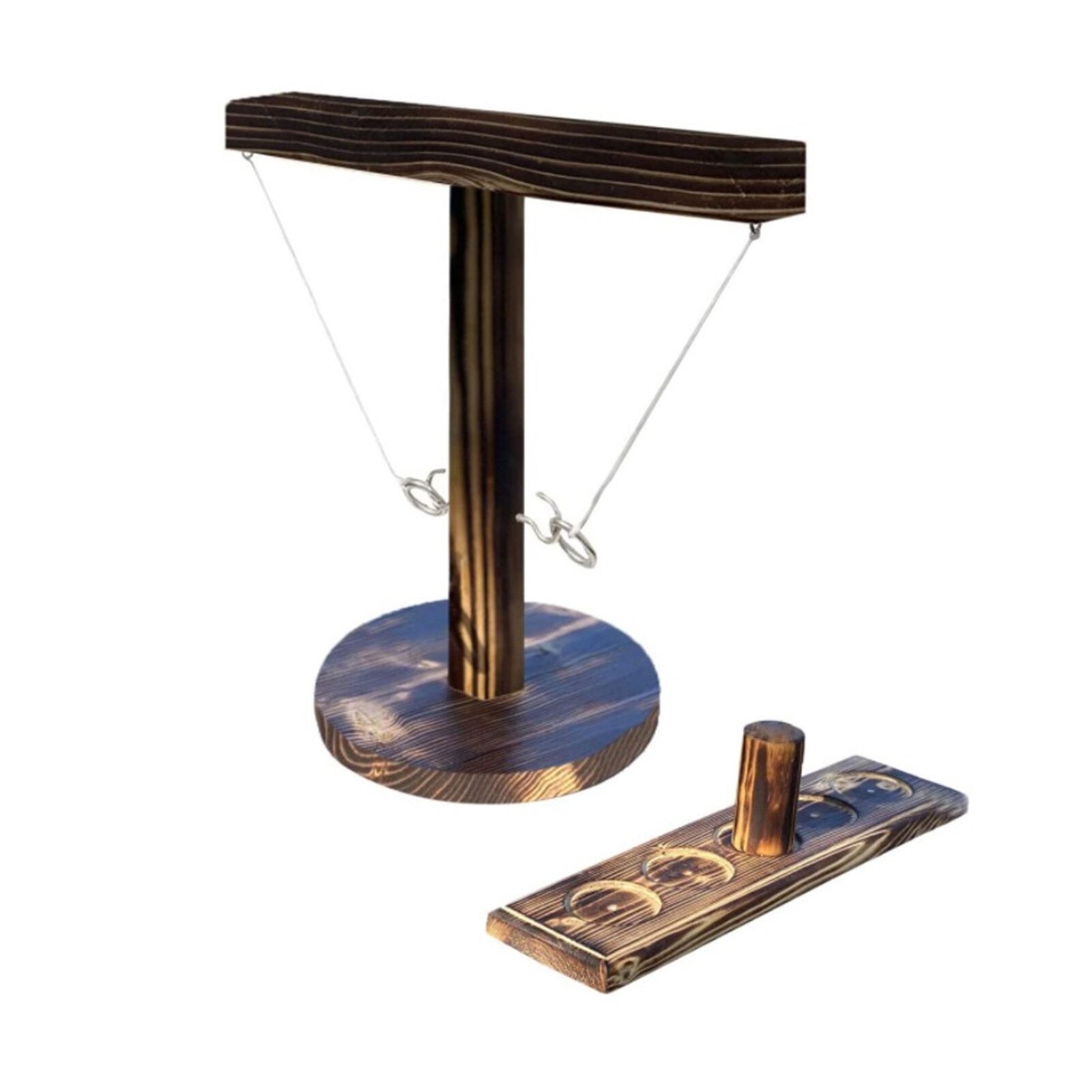 Ring Toss Game Desktop Moderne Gooien Ring Game Speelgoed Snelle Interactief Spel Voor Familievakanties Party Houten Haak game Set: Round Brown