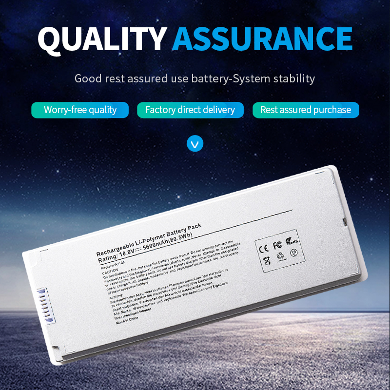 Batteria per computer portatile Somi per Mela Macbook 13 "Mac A1185 A1181 MA566FE/A MB881LL/A bianco 55Wh