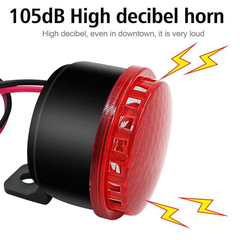 Universal 12V Motorcycle Car Loud Brake Siren Horn Auto Vehicle Emergency Alarm Loudspeaker with 6 Tones LED Flash