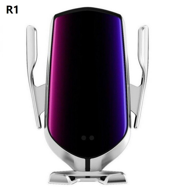 R1 R2 R3 Automatische Spannen 10W Auto Draadloze Oplader Telefoon Houder Infrarood Inductie Qi Draadloze Oplader Ondersteuning 360 Rotatie: R1 Silver