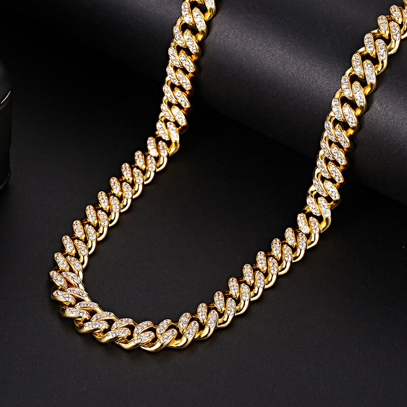 Degli uomini di hip-hop Cuba di Hiphop della collana di zircon di rame 8 millimetri collana di Modo: gold 8mm x 7in