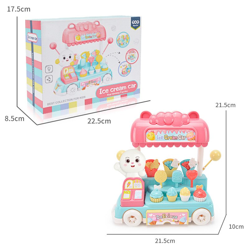 Dziecko Zhe zabaw dla dzieci zabawki domowe elektryczny kreskówka dźwięk i światło lód krem lód ciężarówka-lodziarnia dziewczyny grać zabawki domowe: Default Title