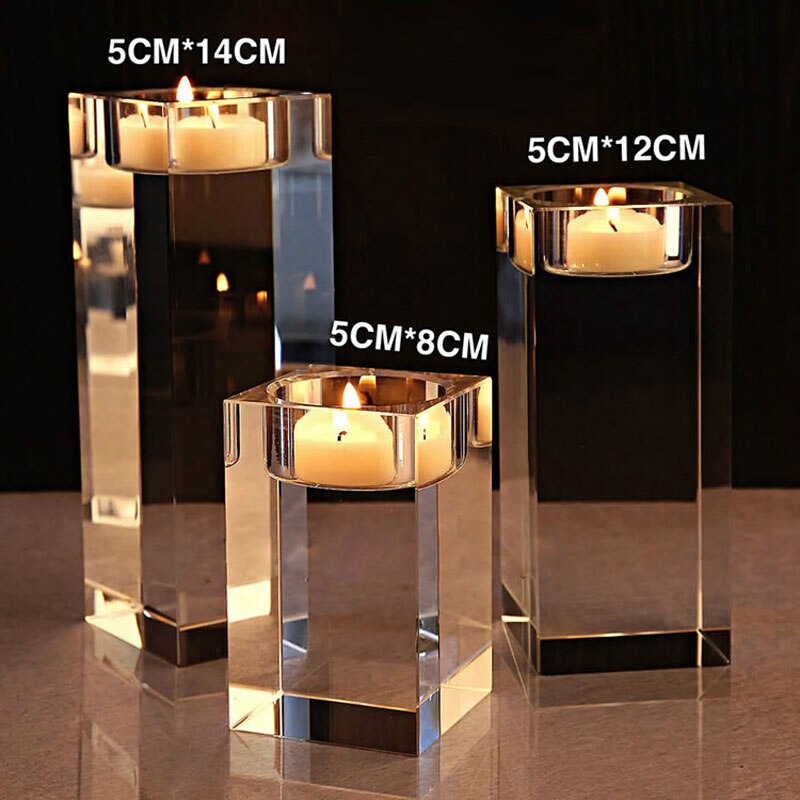Nordic Crystal Candle Holder Wedding Centerpieces Ornaments Glass Candles Home Decor Geometric Centerpiece Wax Burner