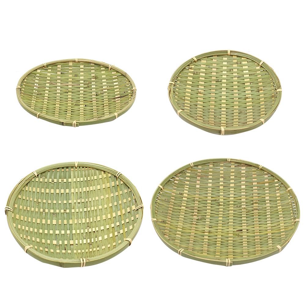 Bambou tressé assiette bambou tamis Snack plat Fruits stockage panier Fruits secs assiettes bol plat plat vaisselle petit déjeuner plateau