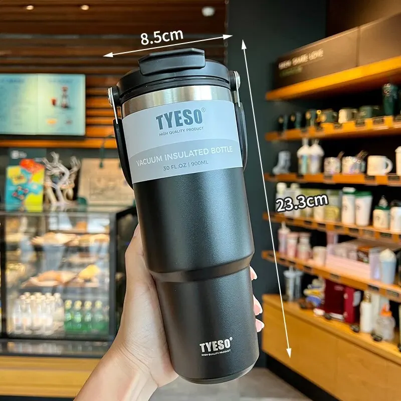 Tyeso kaffeebecher mit doppelwandiger isolierung und kälteisolierung, tragbarer eisbecher mit großem fassungsvermöGen, edelstahl