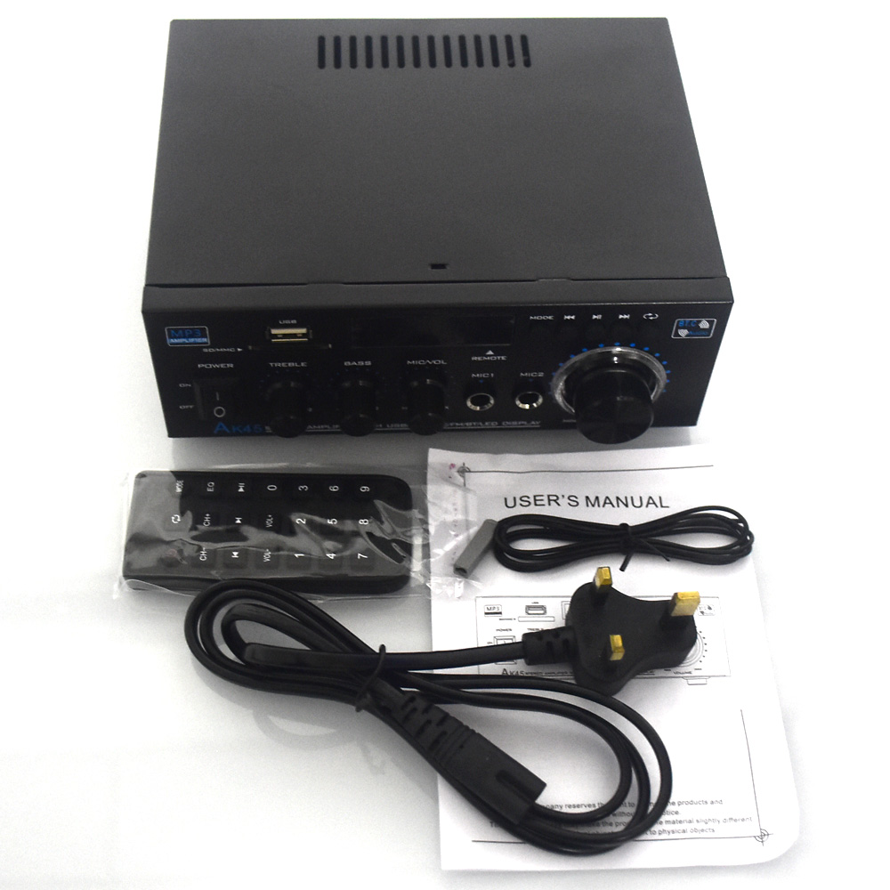 Woopker HiFi Digital Amplifier AK45 Bluetooth MP3 Channel 2.0 Sound AMP Support 90V-240V for Home Car MAX 400W*2: Brown
