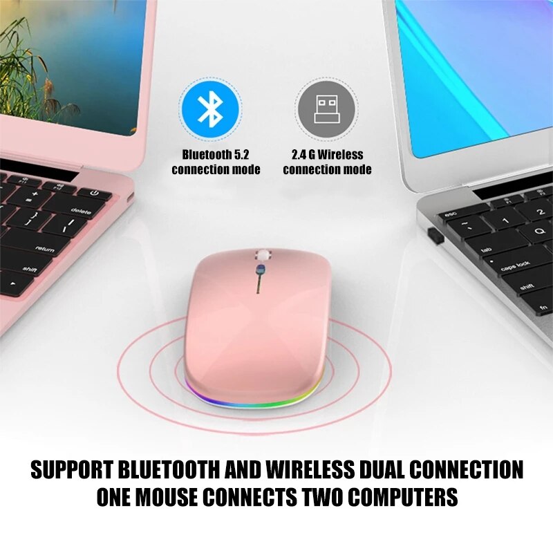 Mouse sem fio recarregável rgb bluetooth mouse para computador portátil sem fio mause silencioso led ergonômico pc macbook gaming mouse