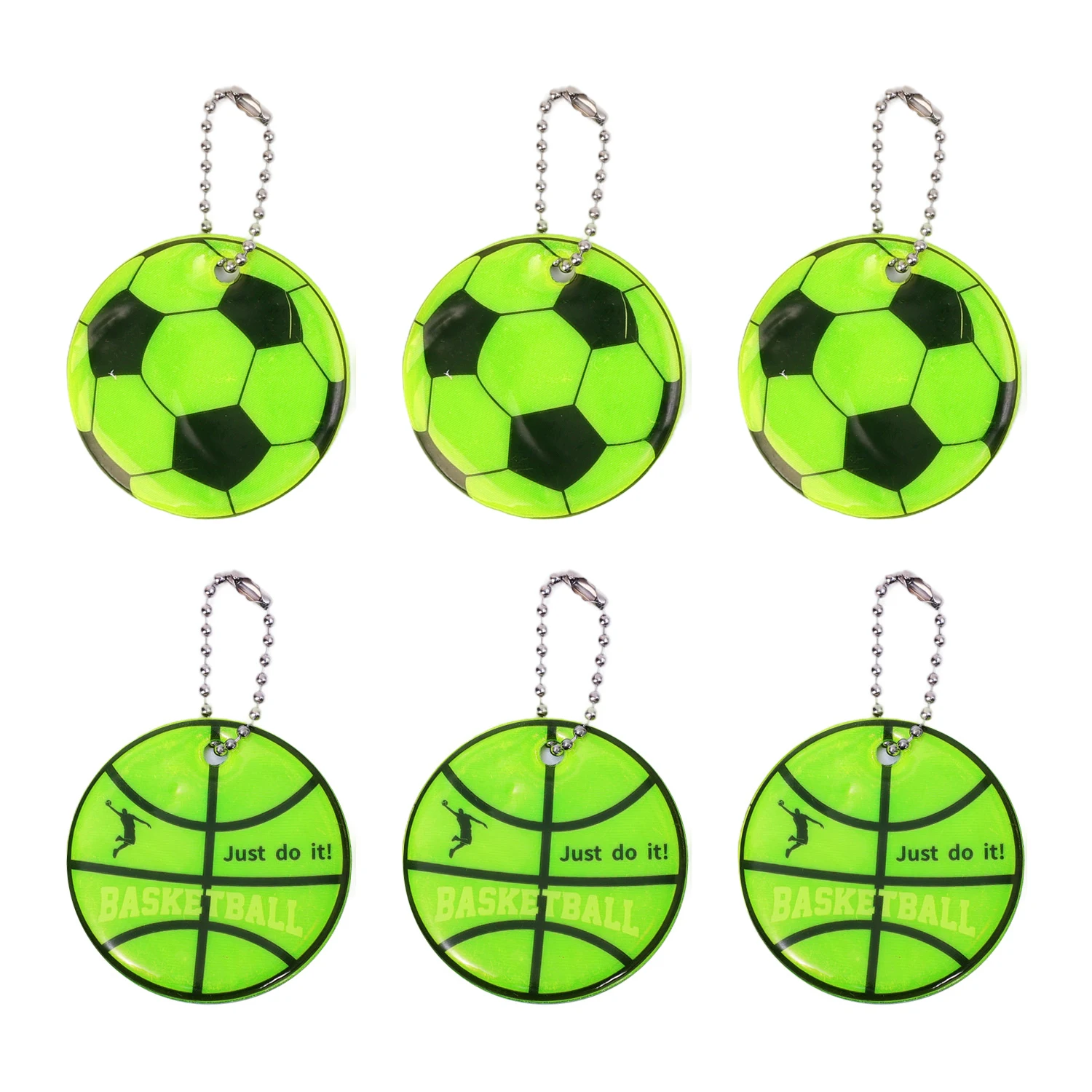 5/40Stck FußBall Reflektierende Schlüsselbund Nacht Sicherheit Schlüssel Kette für Taschen Rucksack Anhänger Reflektor für Dinge Verkehrs Securi: 8 cm / Grün
