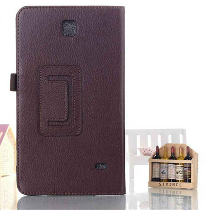 Luz peso trabajador litchi PU cuero funda con soporte Tablet funda para Samsung Galaxy Tab 4 7,0 T230 T231 T235 SM-T231 SM-T230: brown