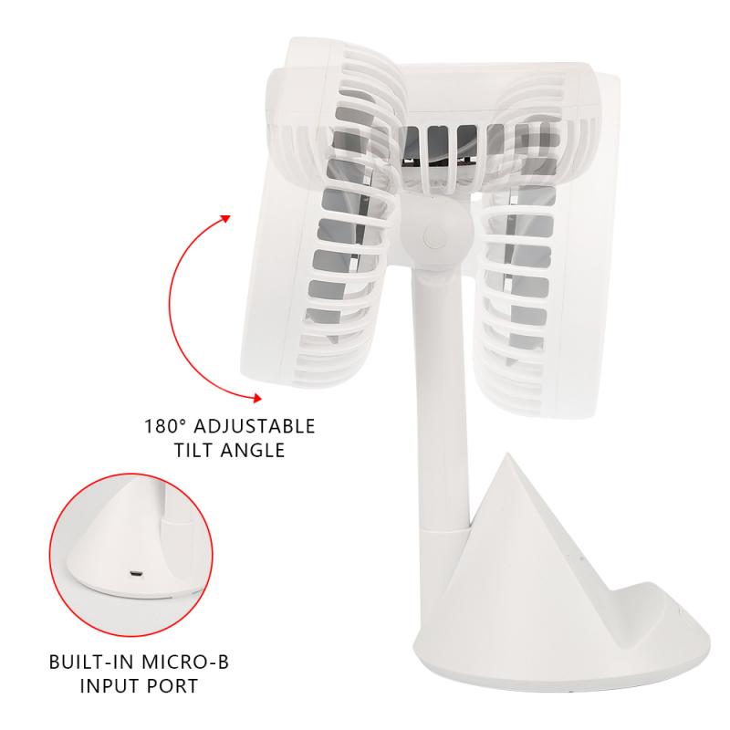 2 IN 1 USB Desk Fan Small Personal Desktop Table Fan With 3 Powerful Speeds Portable Air Cooling Fan For Office Bedroom