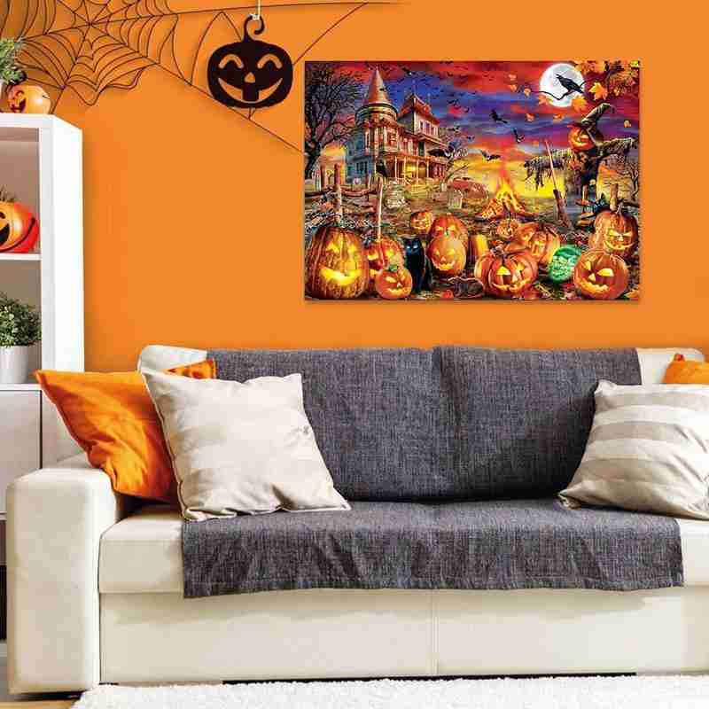 1000 Rechthoekige Stukken Legpuzzels Educatief Speelgoed Landschap Halloween Montage Educatief Puzzel Speelgoed Voor Kerst Cadeau