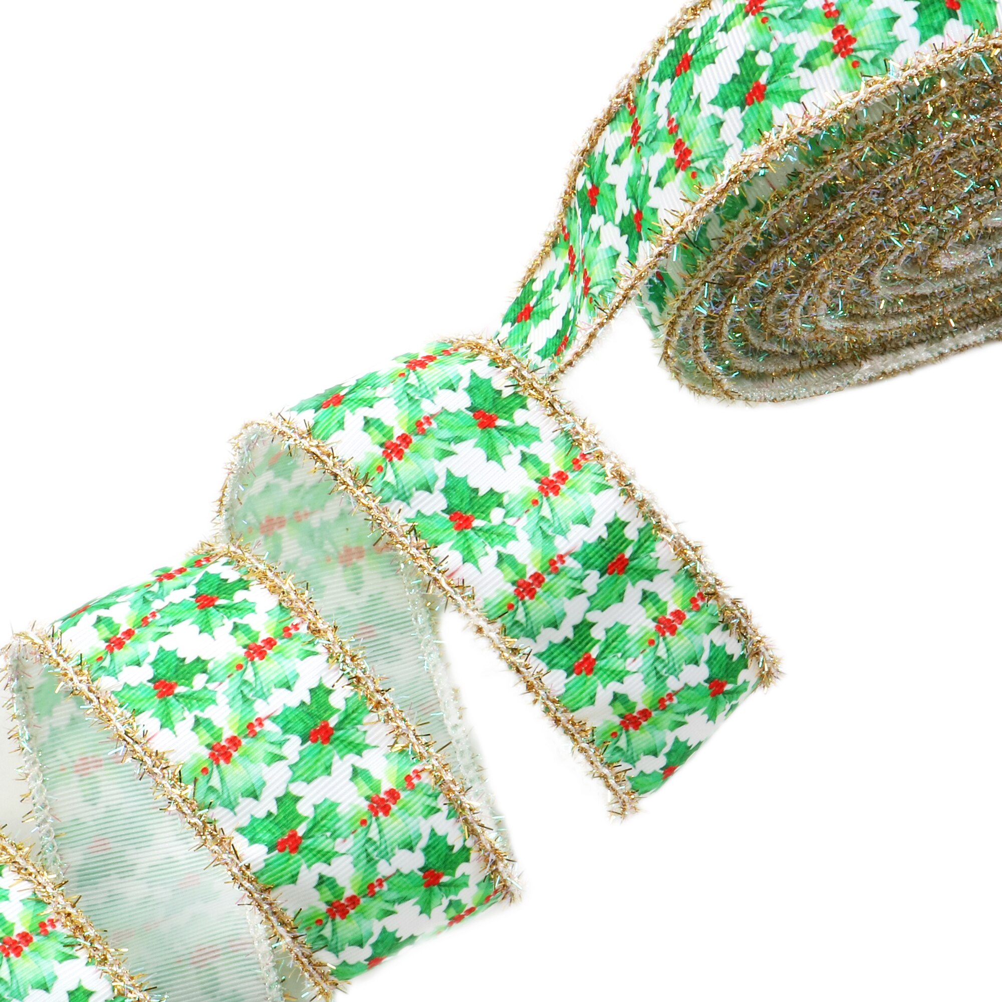 75MM 2Yard/roll Christmas Geometric Grosgrain Ribbon with Tinsel Edges For Burlap Wreaths Hairbows Accessories,2Yc20400: 1144812003