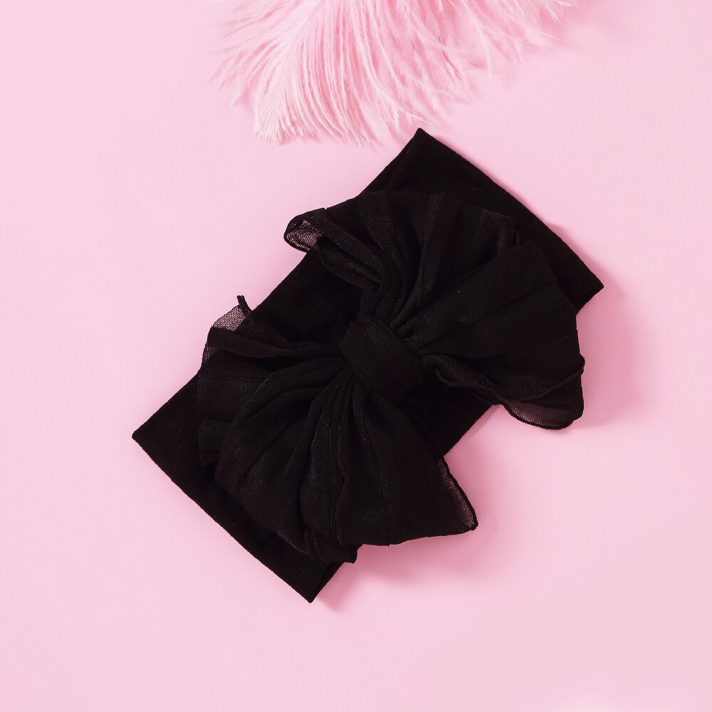 Großes rüschen-schleifen-stirnband aus Nylon, breiter babyturban aus superweichem Chiffon, handgefertigt, geknotet, einheitsgröße, jfny 200: Farbe 1