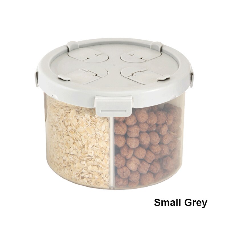 Sealed Multigrain Grain storage tank Compartment Barrel Kitchen Grain Storage Box Transparent Cereal Food Storage Containers Jar: Grey Small