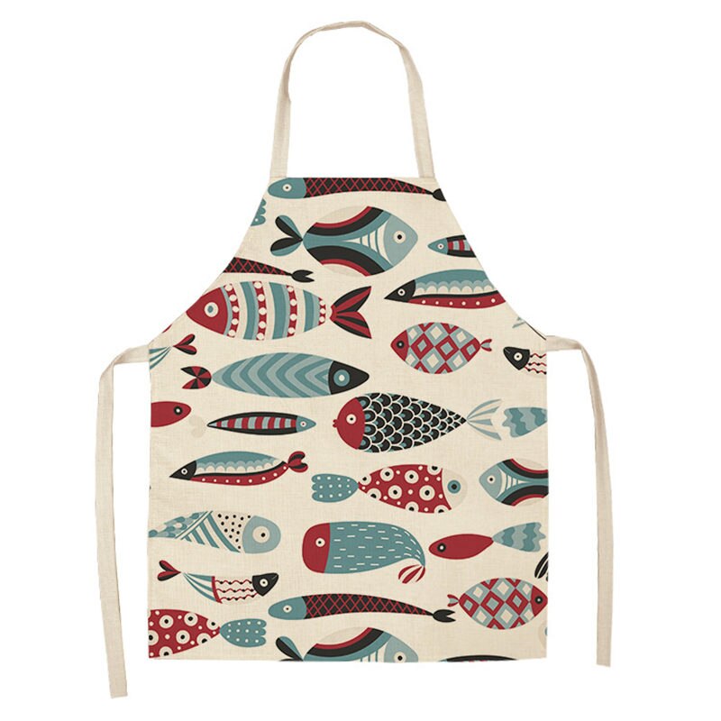 Delantal de cocina de lino y algodón de estilo marinero, para mujer, 53x65cm, para cocinar en casa, hornear, cafetería, accesorio de limpieza, WQL0020, 1 Uds.: 2WQ-WQL0020-7