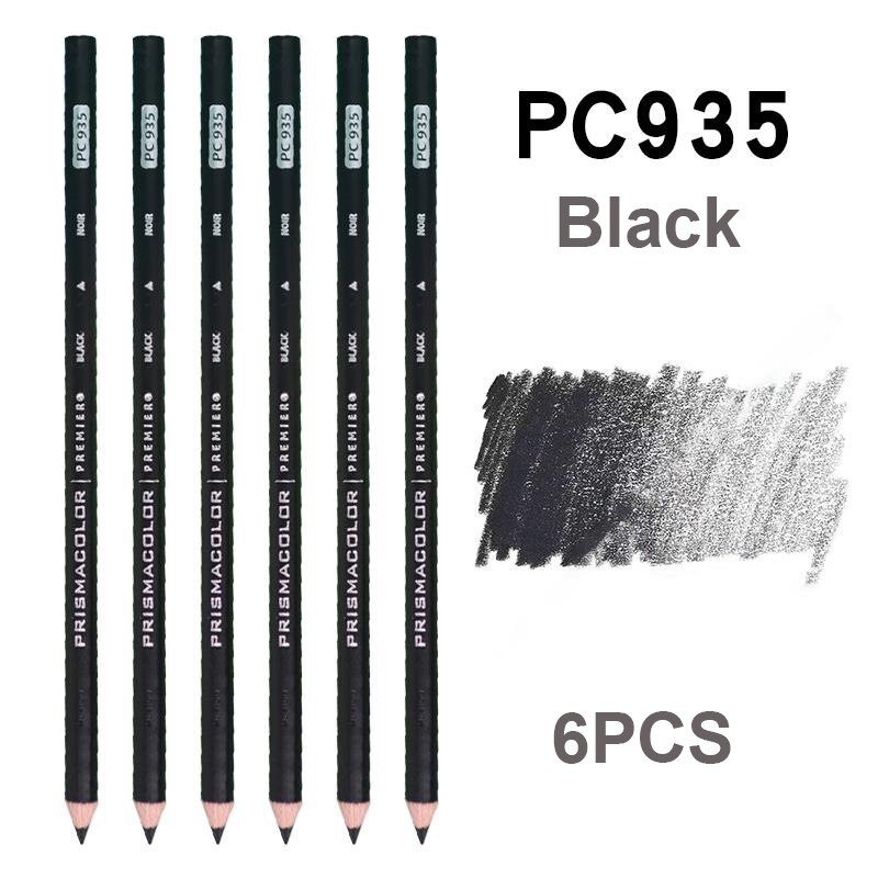 Original prismacolor premier farveblyanter 24 36 72 132 150 farver kunst forsyninger til tegning skitsering voksen farve blik æske: 6 stk sort
