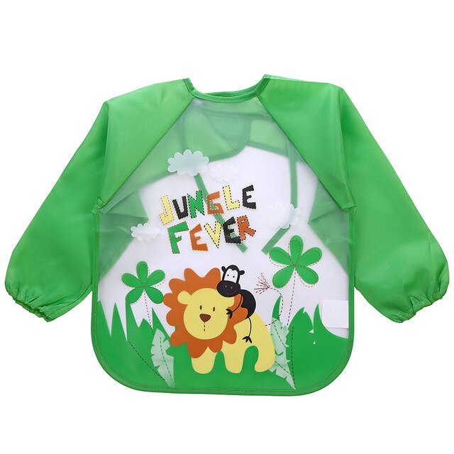 Slabbers Burp Kinderen Waterdichte Lange Mouwen Baby Bib Schort Cartoon Pasgeboren Zachte Voeden Eten Toddle Kleren: Army Green