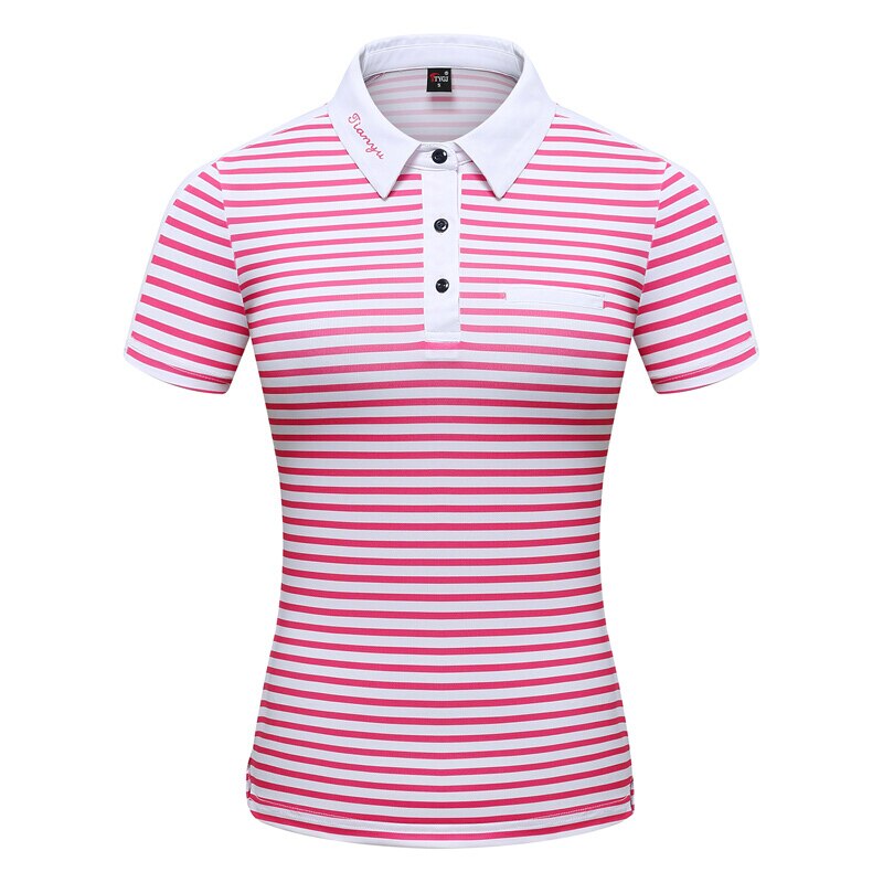 Kvinder tshirt golfbeklædning kvinders skjorter korte ærmer toppe stribet t-shirt kulør skolehold uniform sportstøj: B stil / M