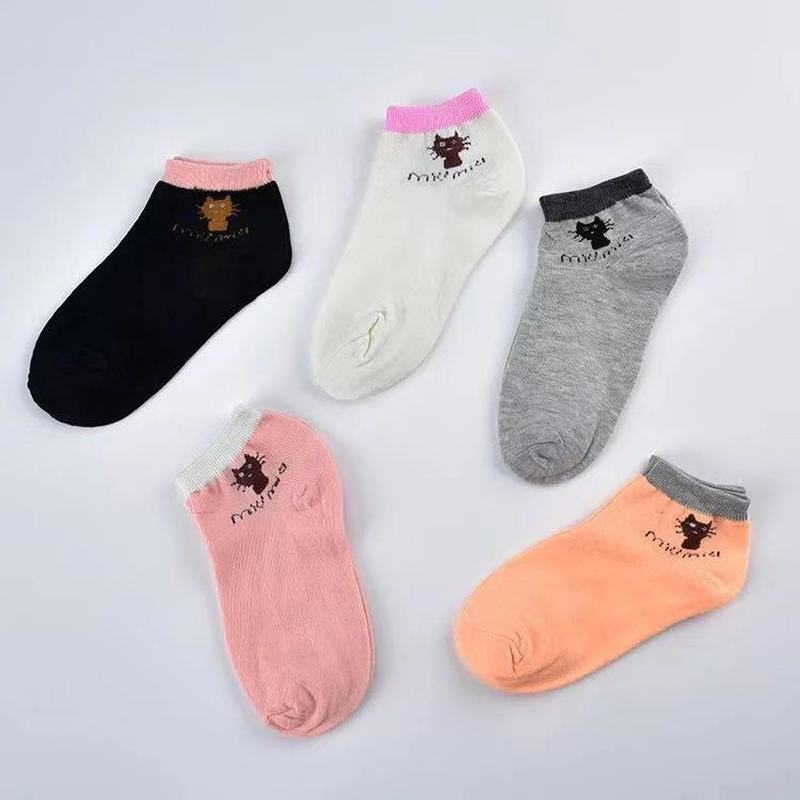 5 Pairs/ Socks Women Summer Thin Socks Boat Socks Female Sports Socks Breathable Shallow Mouth Short Socks: 7