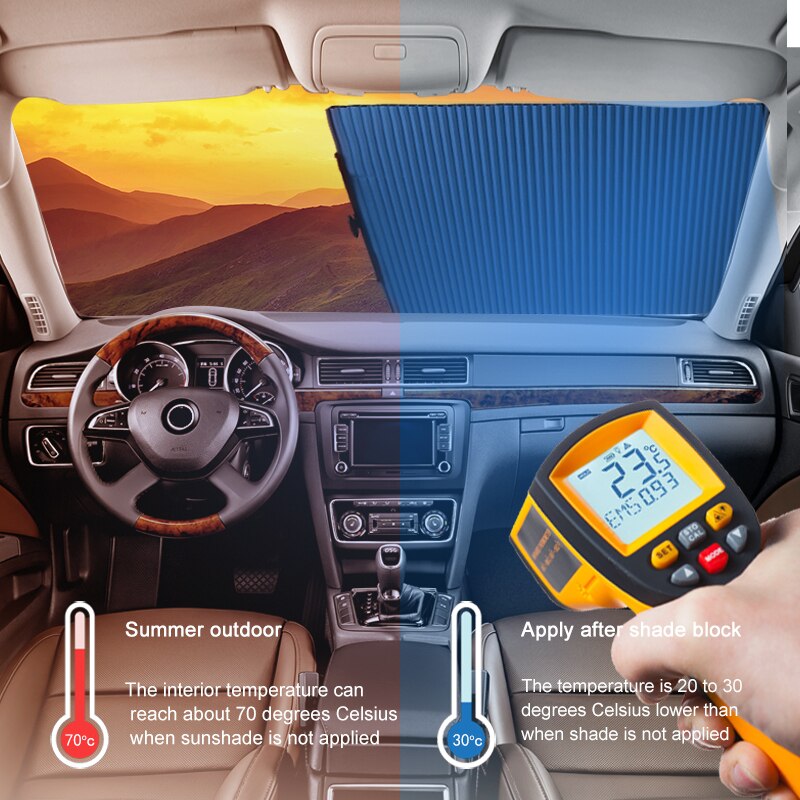 Cellular Foldable Car Front Window Curtain Windshield Sun Shades Cuttable Anti-UV Car Window Shade 40/60/65cm Sun Block