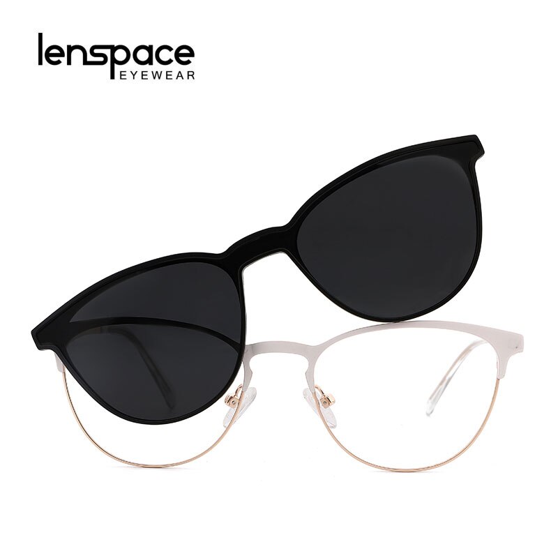 Lenspace-gafas de sol redondas polarizadas para hombre, lentes de sol masculinas con Clip magnético, TR90, graduadas ópticas, accesorios para gafas