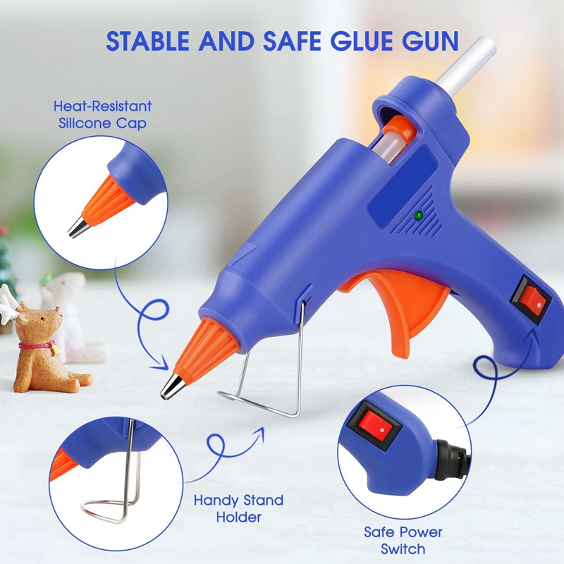Glue Gnu, Mini Gnu Kit with 30 Glue Sticks for School Crafts DIY Arts Quick Home Repairs, 20W, Blue US Plug