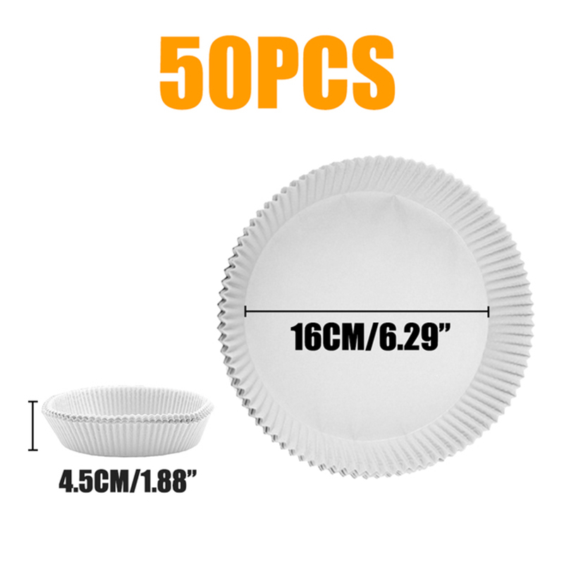 Revestimiento de papel pergamino desechable para freidora de aire, bandeja de papel a prueba de aceite, estera antiadherente para hornear, accesorios para freidora de aire, cuadrado, redondo, 50 Uds.: Rosa