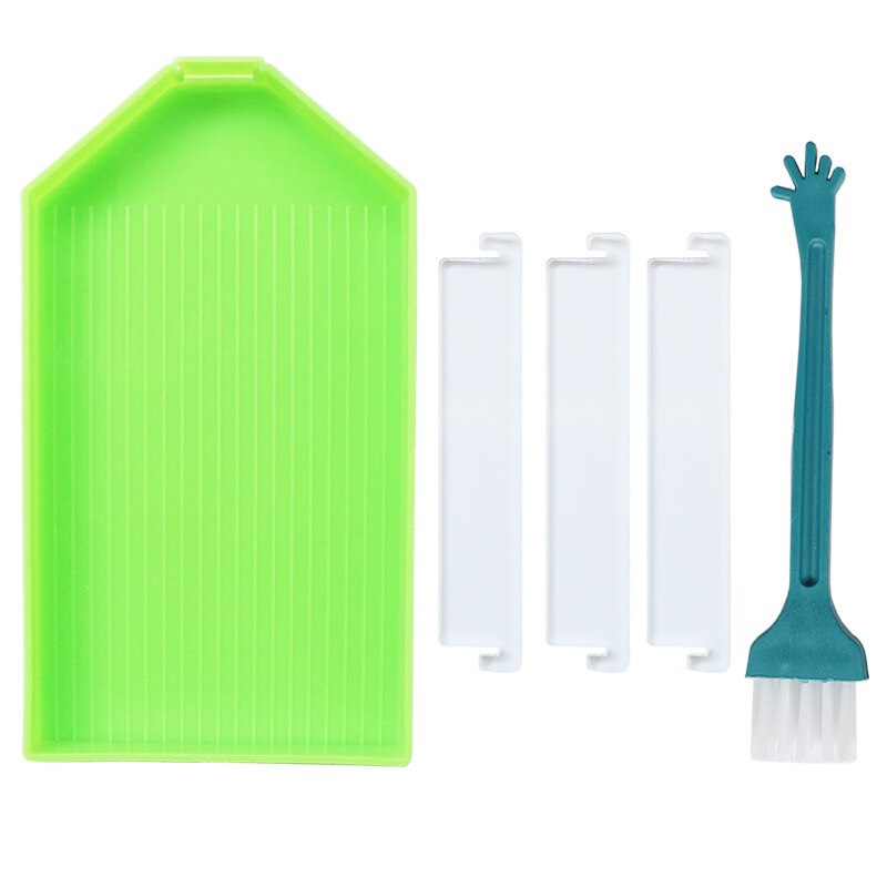 Large Capacity Handwork Square Point Drill Diamond Painting Plastic Tray Plate DIY Embroidery Tools: Green