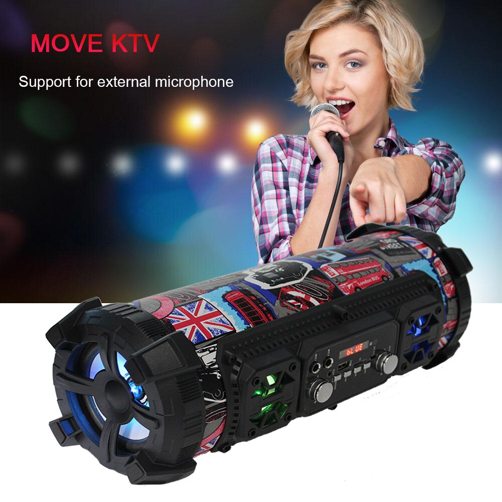 Altavoz portátil grande, altavoz Supergraves con Bluetooth para ordenador de alta potencia, Subwoofer de 15W, caja Boom de centro de música con USB AUX FM