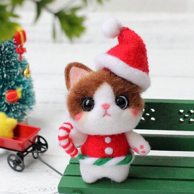 Felt Craft Cute Cat Felting Poked Wool Felt Poked Set Handmade DIY Non Finished Felting Poked Cat Handmade Craft Wool: 4