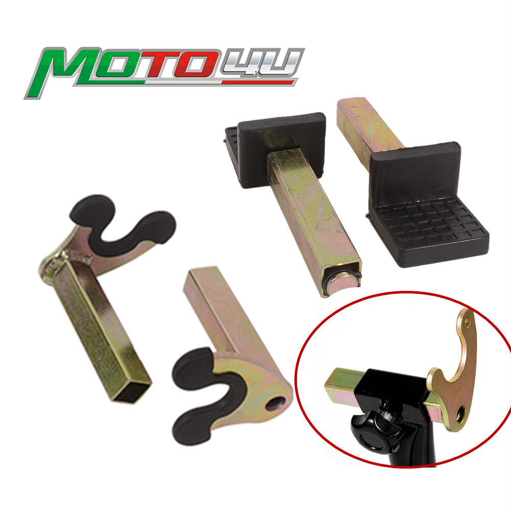 1 paar motorfiets fietsstandaards wielsteun framestandaard zwenkarm lift statiefhaken haak vork U-stijl en rubber L-type