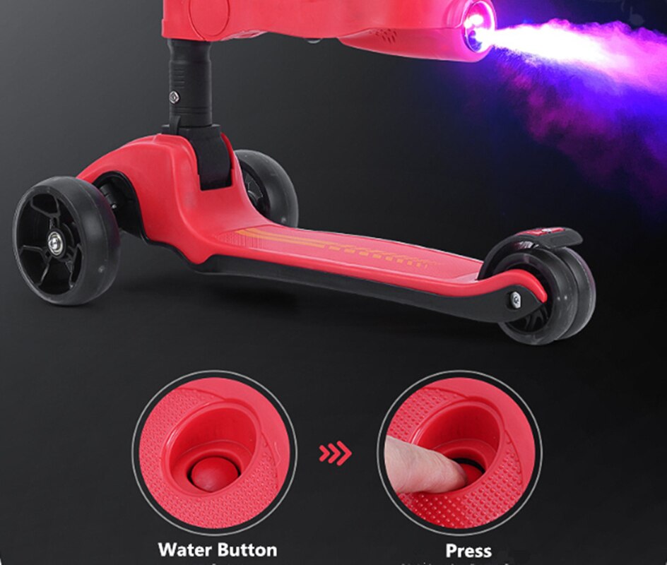 Hoverboard E Skate Elettrici per I Bambini Musica Spray 3 Ruota T-bar Regolabile Equitazione Calcio Hoverboard E Skate Elettrici Pieghevole di Musica di Bluetooth LED DELL'UNITÀ di elaborazione Lampeggiante