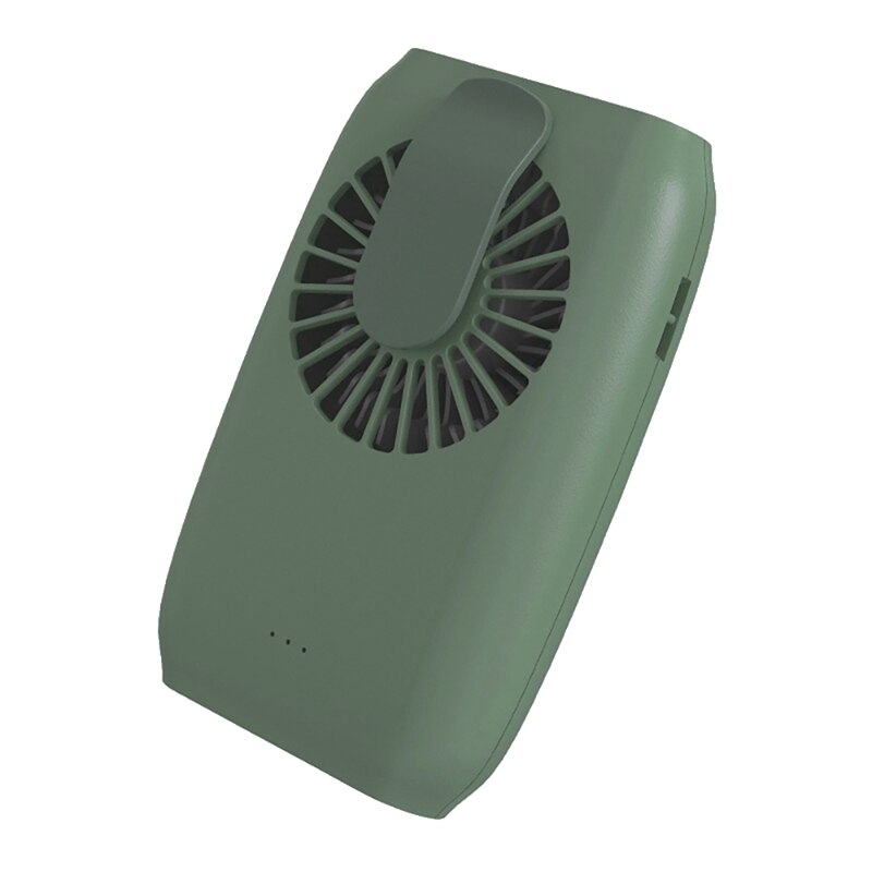 Tragbarer mini-ventilator mit gürtelclip, usb-wiederaufladbar, mit aufhängeschnur und powerbank: Grün