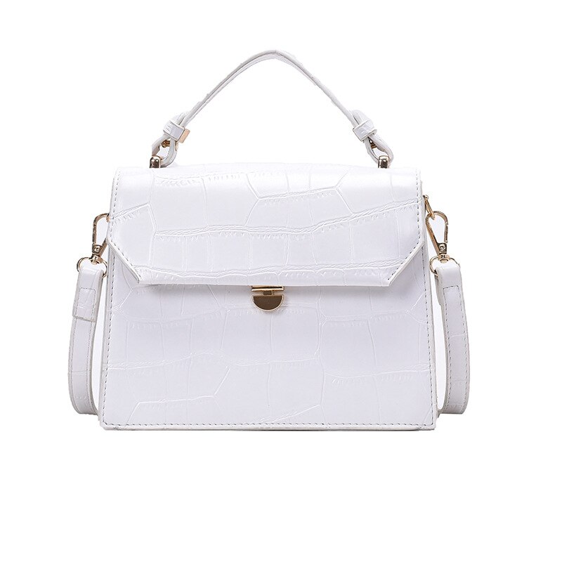 Women's bag stone pattern one shoulder slant span small bag handbag women's bag: white