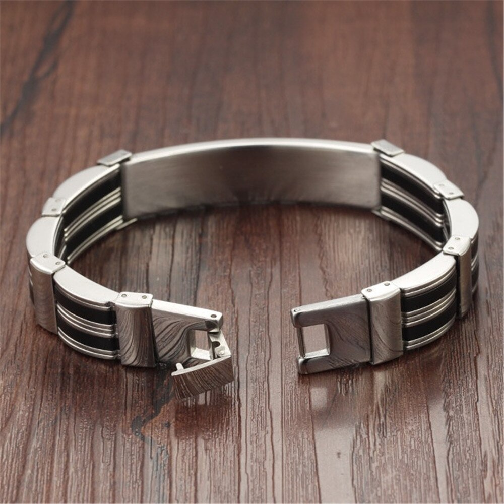 SHQIYAYI acier inoxydable Silicone bracelets porte-bonheur pour hommes corée à la bijoux accessoires fête amitié O936