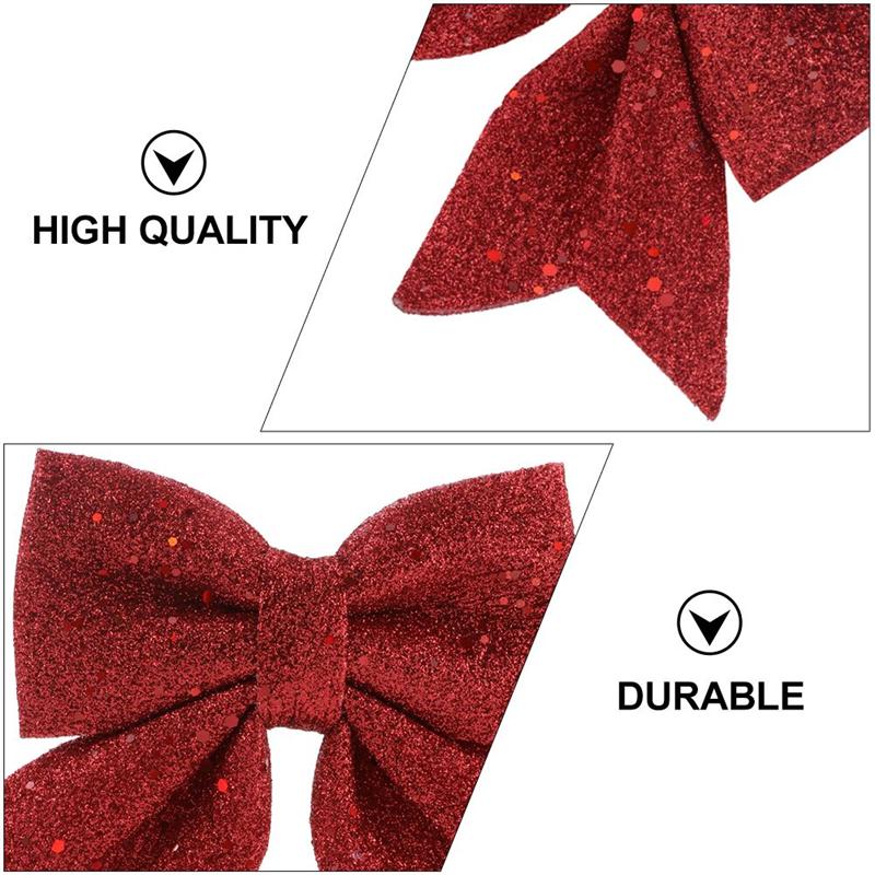 Lazos dorados de Navidad para árbol de Navidad, adornos de lazo, suministros para de Navidad, 8 Uds.