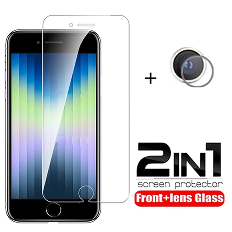 4-In-1 Gehard Glas Voor Iphone Se 2022 Screen Protector Camera Lens Film Voor Telefoon Se SE2 SE3 SE2022 Beschermende Glas: 1PC Lens 1PC Glass / For iPhone SE 2022