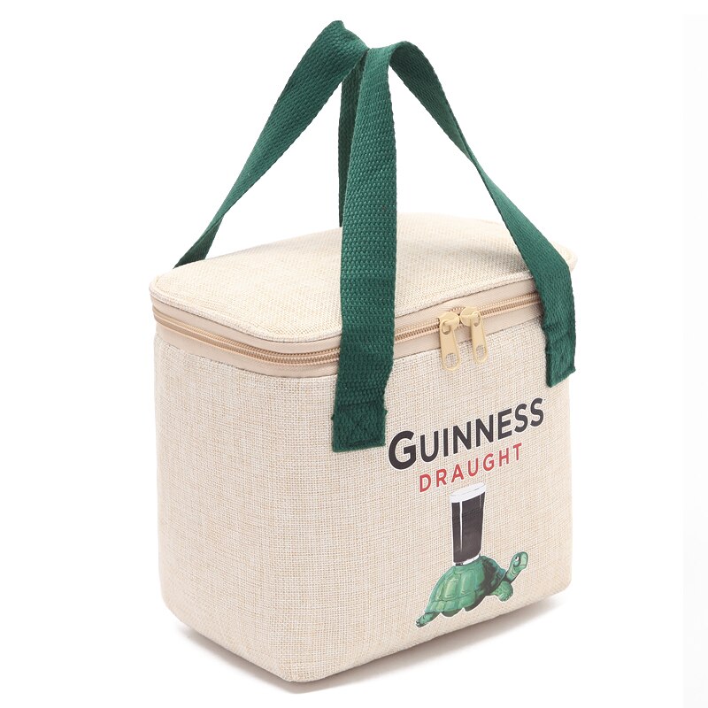 3.7L eco friendly cotton linen cooler bag small portable cool handbag thermal picnic lunch box meal cold warm fresh carrier bag