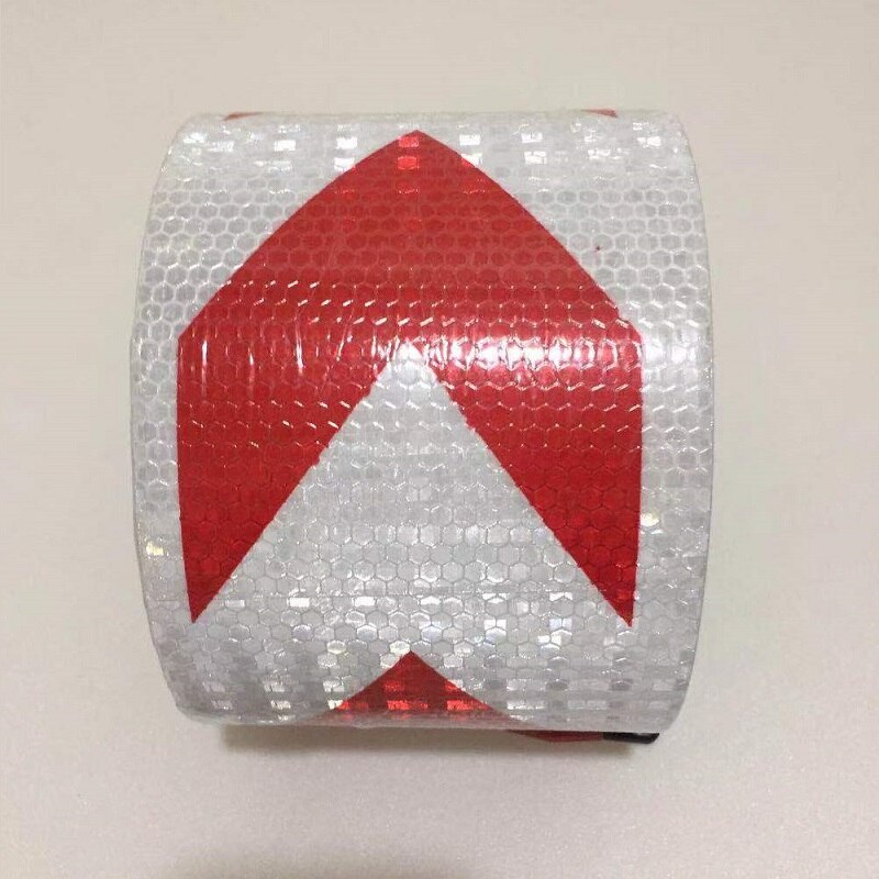 Cinta reflectante fluorescente de PVC autoadhesiva, señal de guía de tráfico, 10CM * 1M: White Red Arrow