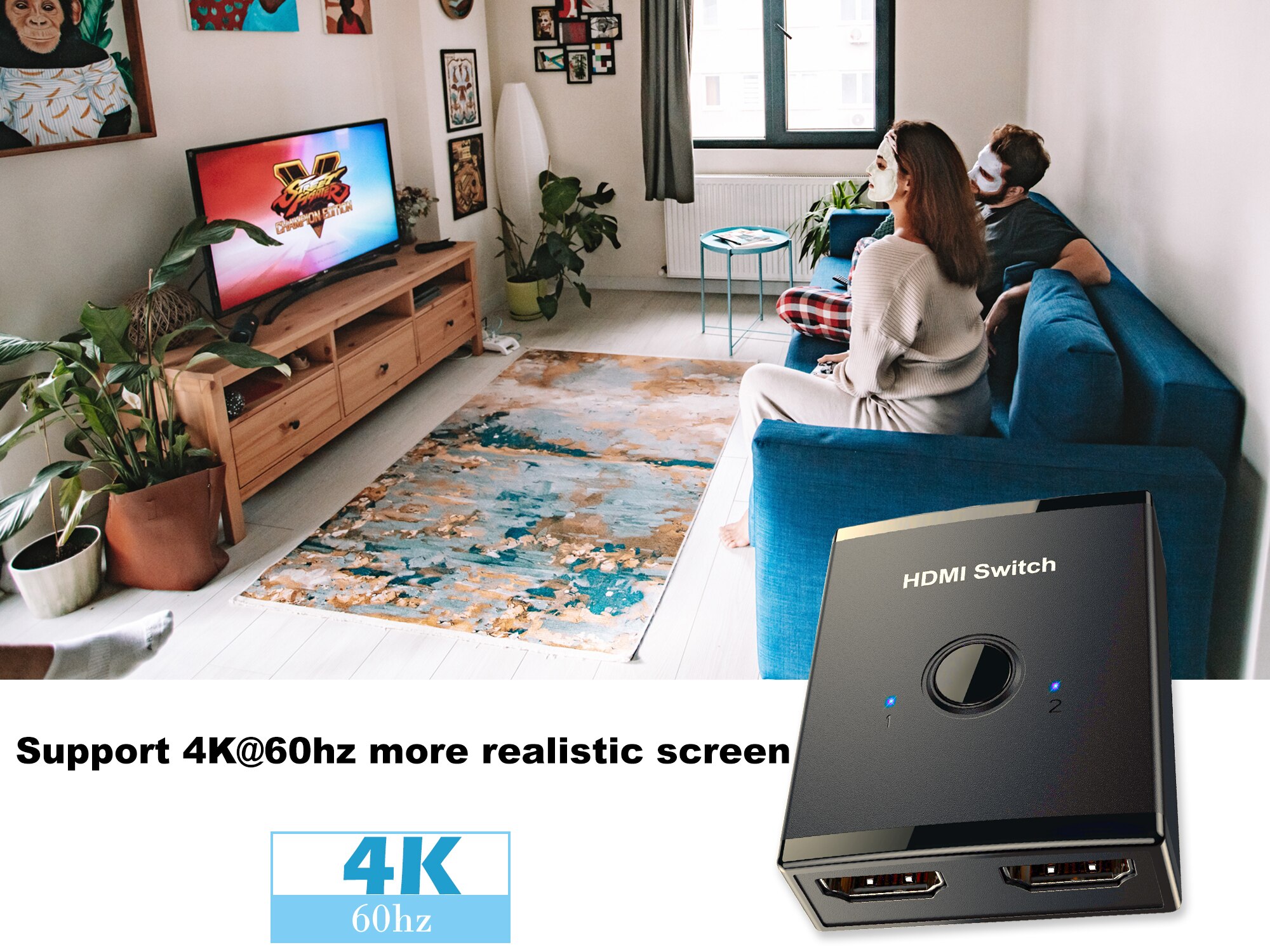 HDMI Splitter 4K HDMI Switch 2 puertos bidireccional HDMI Switcher para Xiaomi Mi Box 1x 2/2x1 Adaptador 2 en 1 Out para PS4 Smart TV