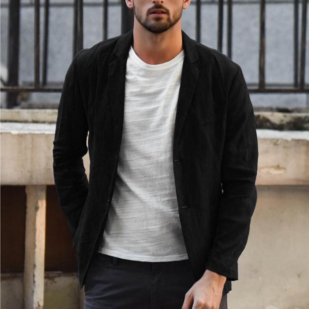 Chaqueta de negocios de lino para hombre, chaqueta informal, abrigo ajustado, prendas de vestir, chaqueta de un solo pecho para hombre, abrigos de de talla grande