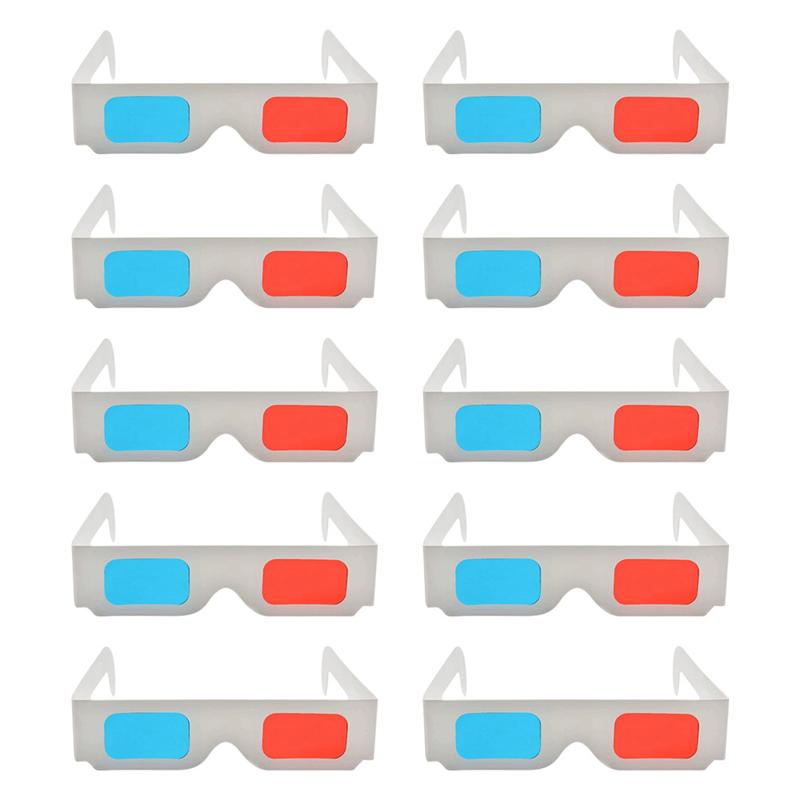 50 Stuks Universele Papier Anaglyph 3D Bril Papier 3D Bril Bekijken Anaglyph Rood/Blauw 3D Glas Voor Movie Video kaart