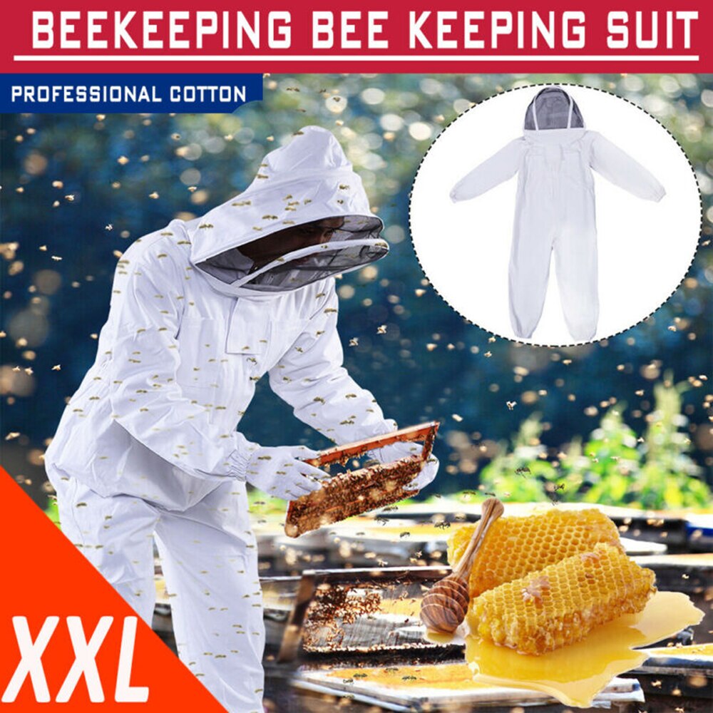 XXL Full Body Beekeeping Suit Protective Clothing W/ Veil Hood Veil Prevents You From Being Hurt By Bees