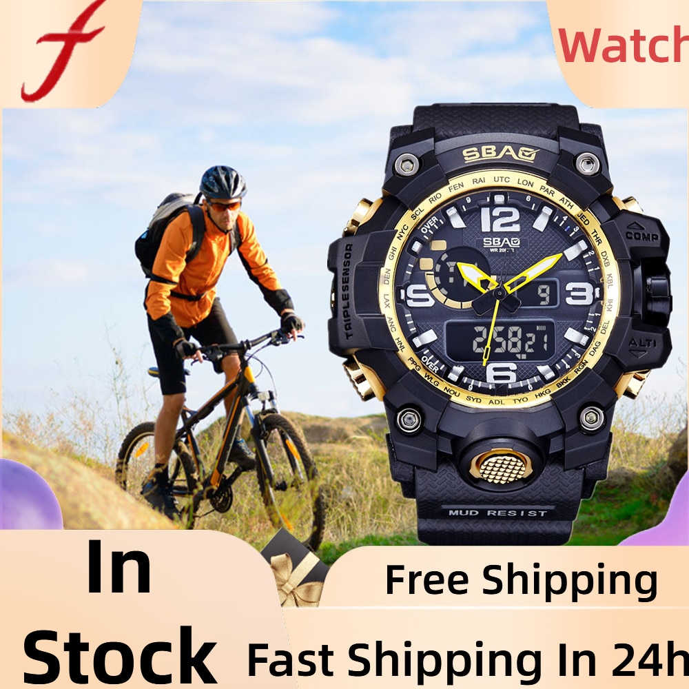 SBAO Watch LED Men Waterproof Sports Watches Shock Digital Electronic Sports Men Watch relogio masculino reloj hombre