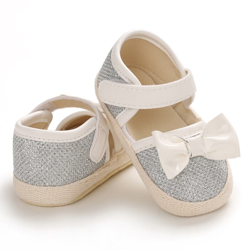 enfant en bas âge bébé fille berceau chaussures PU nœud semelle souple chaussures princesse bébé fille anti-dérapant bébé chaussures -né 0-18M: WHITE / 13cm 13-18 Months
