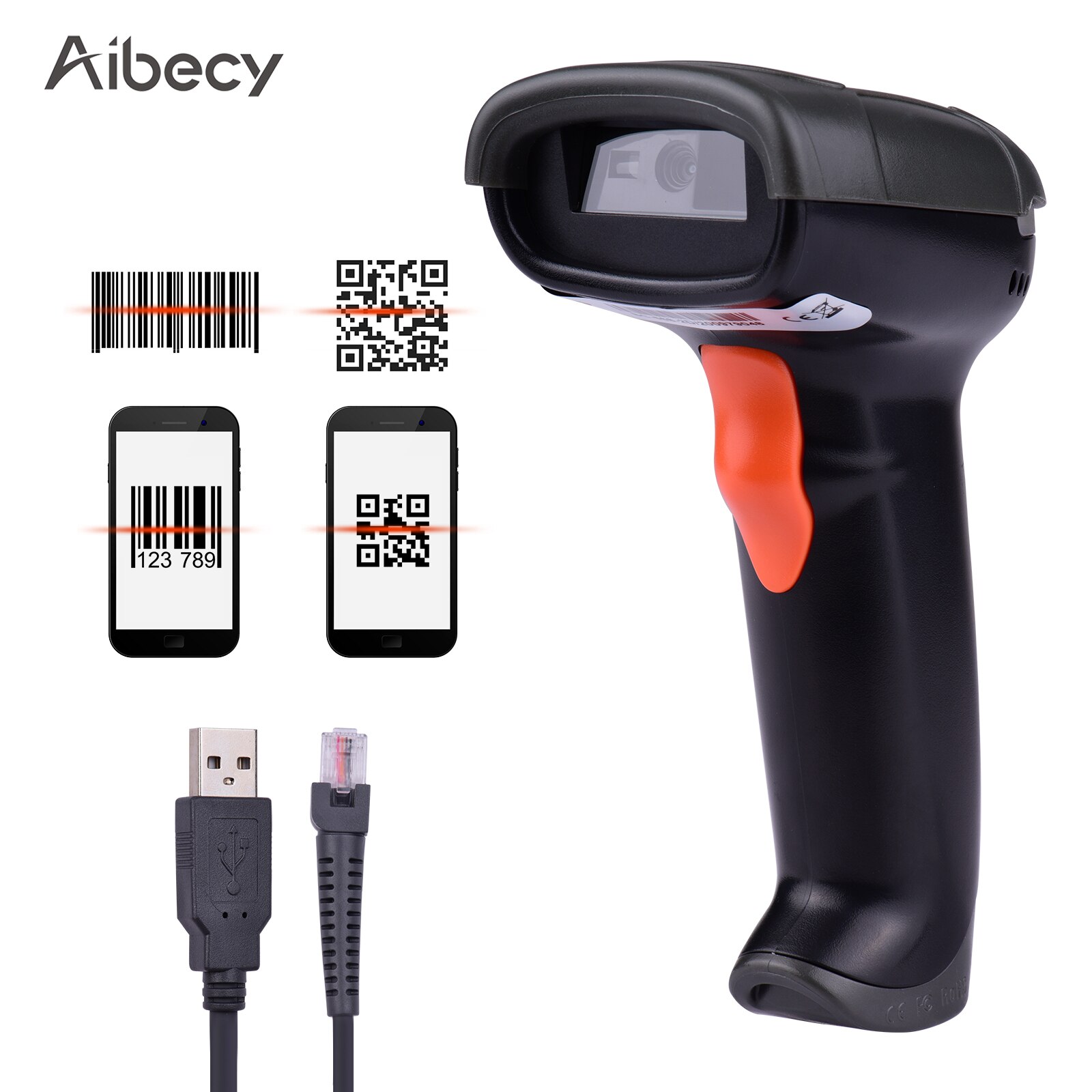 Handheld 1D2D/QR Barcode Scanner USB Wired Bar Code Reader Manual Trigger/Auto Continuous Scanning Support Paper/Screen Code: style 1