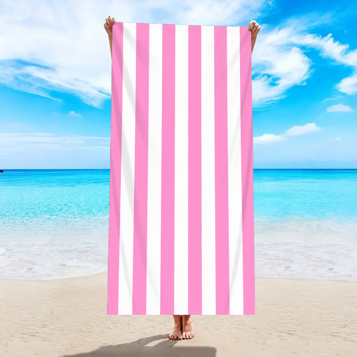 150/178cm 1pc Minimaal gestreepte strandhanddoek Ultra fijne vezels Sneldrogend Absorberende handdoek Strandzwemmen Vakantiehanddoek Deken: XS (veiligheidshulpmiddelen) / Blauw